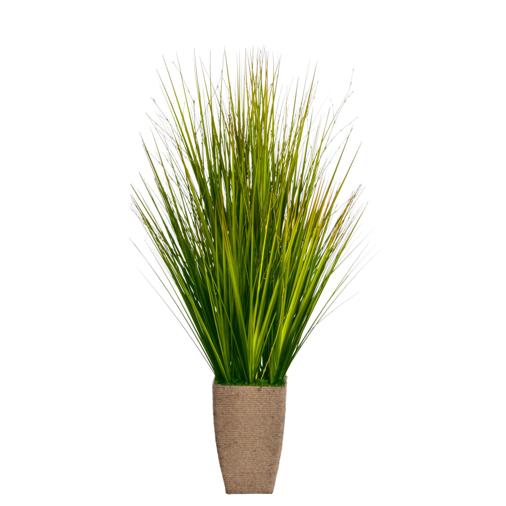 Artificial Onion Grass in Hemp Rope Container | 37" | Vintage Home