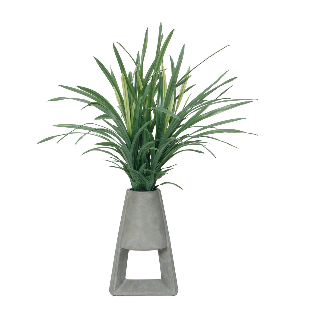 faux plant grey pot 36" Green Artificial Onion Grass in Modern Pot