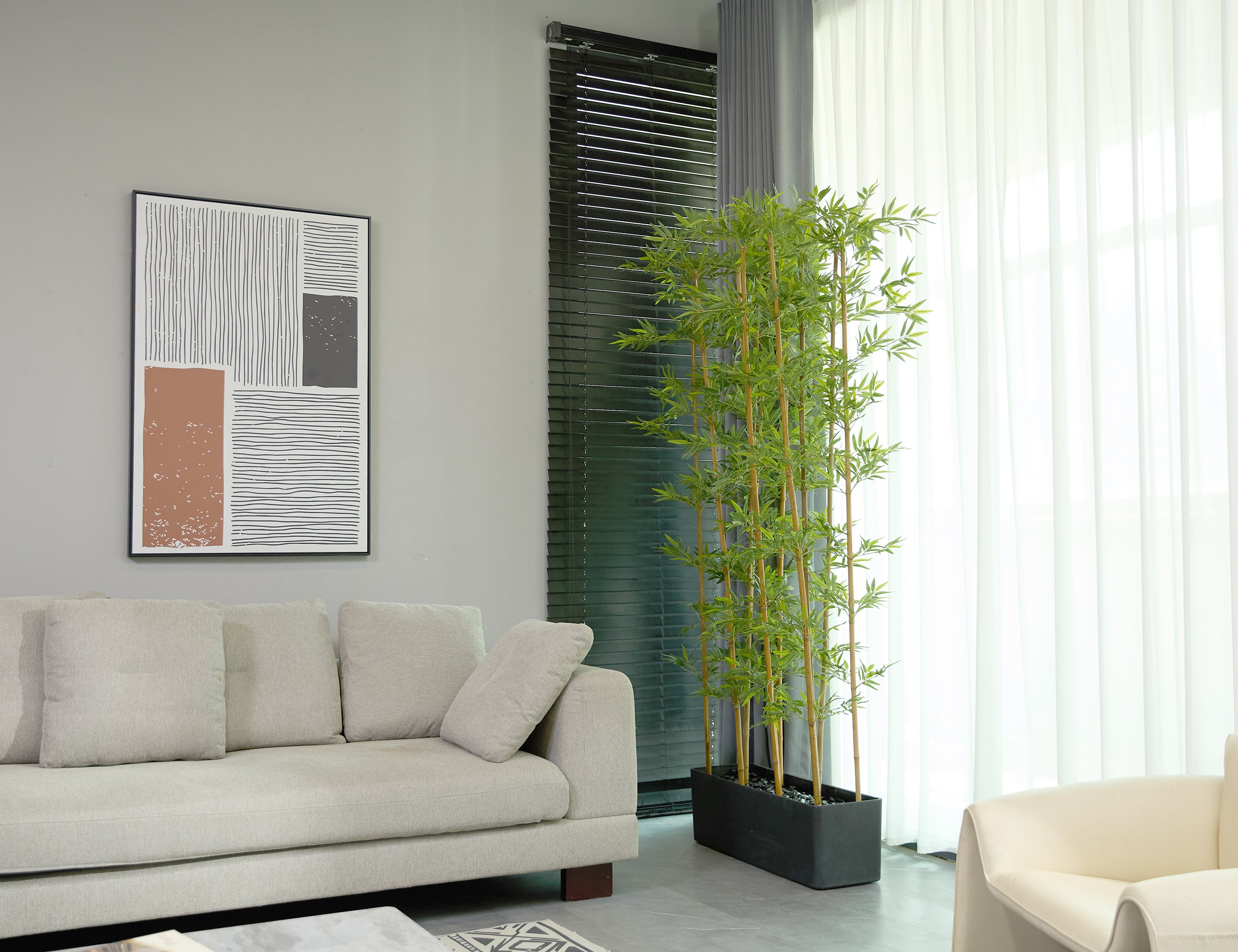 artificial bamboo plants indoor Vintage Home 84" Artificial Faux Bamboo Plant with Black Planter