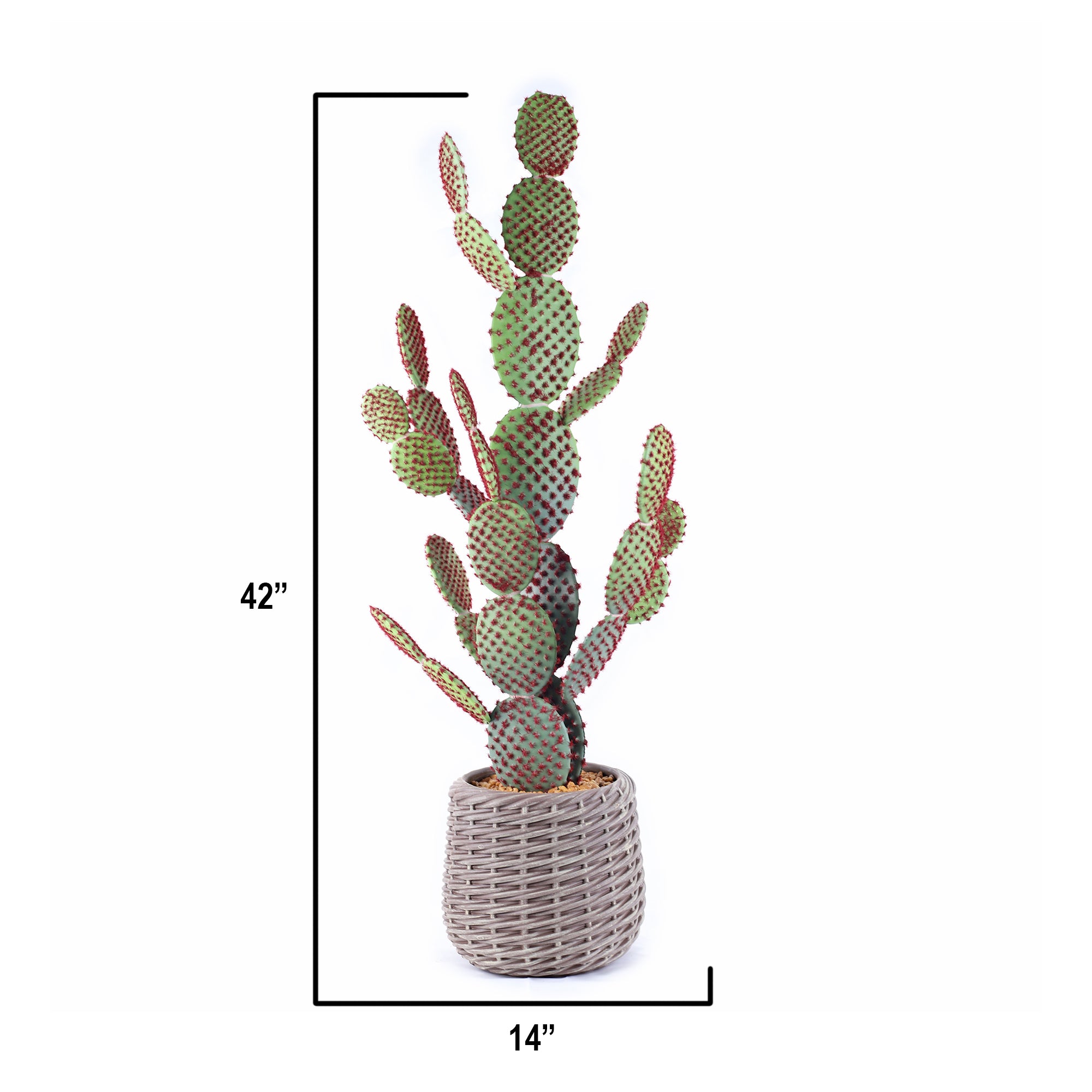 artificial prickly pear cactus 42” Artificial Prickly Pear Cactus in a Woven like Basket – Realistic Faux Indoor Plant for Home, Office, or Patio Décor