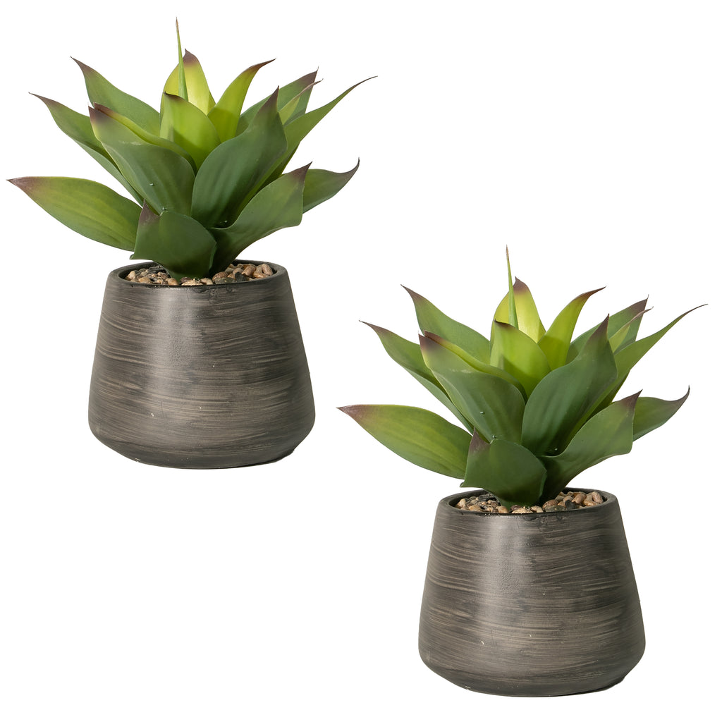 Faux Agave Plant in Cement Vase | 2 Pack | 16" | Vintage Home